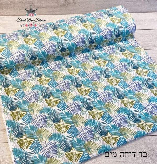 בד עמיד במים עלים טורקיזי