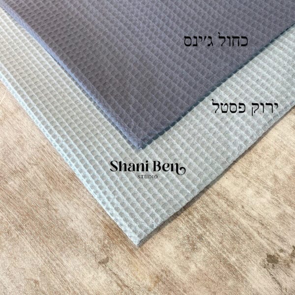 פיקה משבצות גדולות כחול ג'ינס / ירוק פסטל