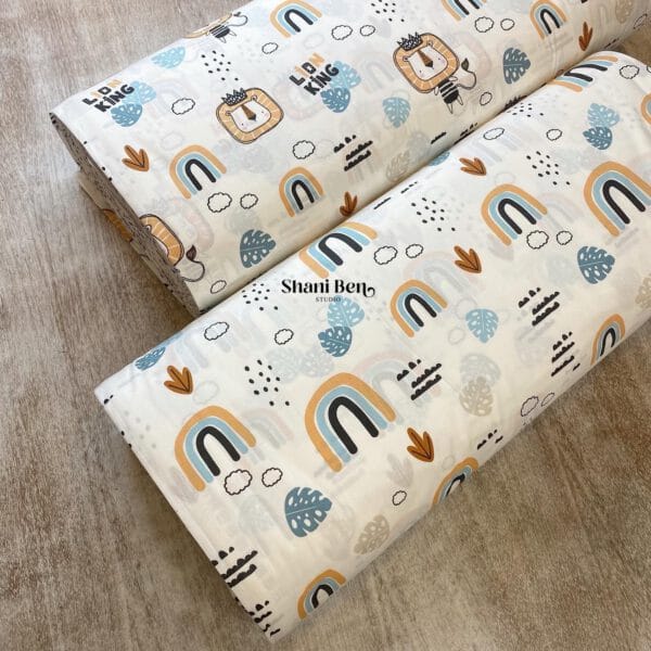 ⁦כותנה קשת בענן תואם לדגם LION KING גווני כחול⁩ – תמונה ⁦2⁩