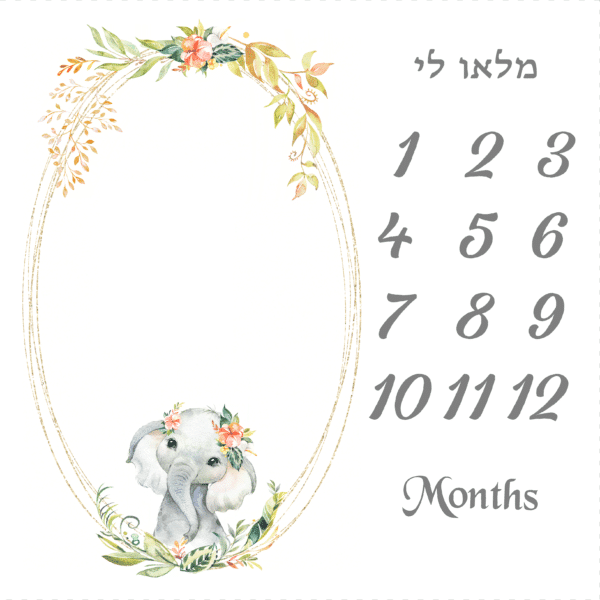 פנל שמיכת חודשים פילה עם פרחי אפרסק