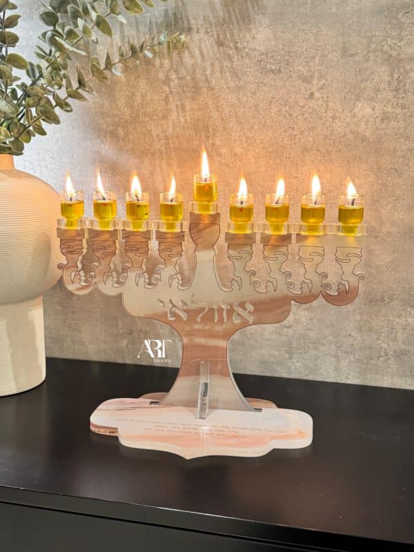 חנוכייה דגם ארט גווני חום ושמנת